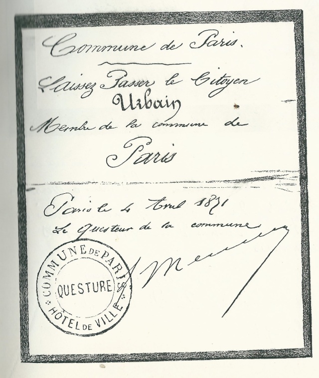 Laissez passer de la Commune de Paris, 1871. Scan0011