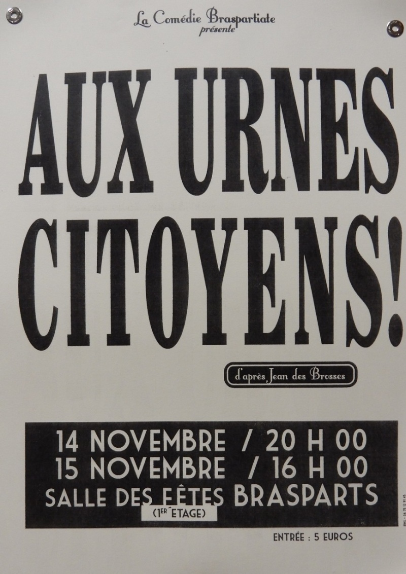Théâtre à Brasparts: "Aux urnes, Citoyens" samedi 14 et dimanche 15 novembre Aux_ur10