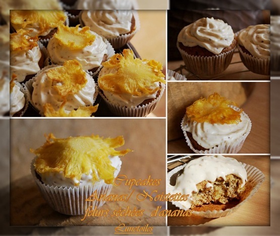 cupcakes ananas/ noisettes / fleurs séchées d'ananas Cupcak12