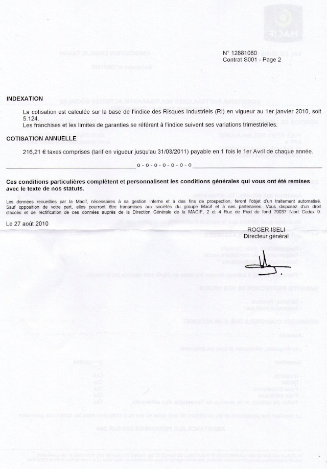 Attestation d'assurance en responsabilité civile de l'association C.T Assura11