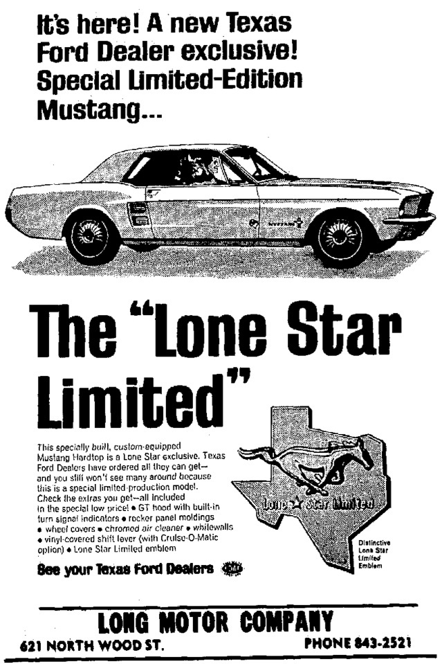 Mustang 1967 edition “Lone Star Limited” du Texas 1967_014