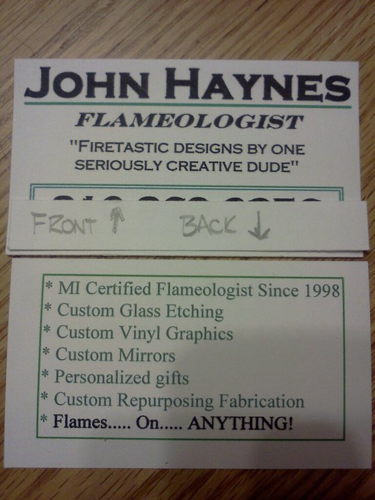 My new business cards, a product of democracy! Flameo10
