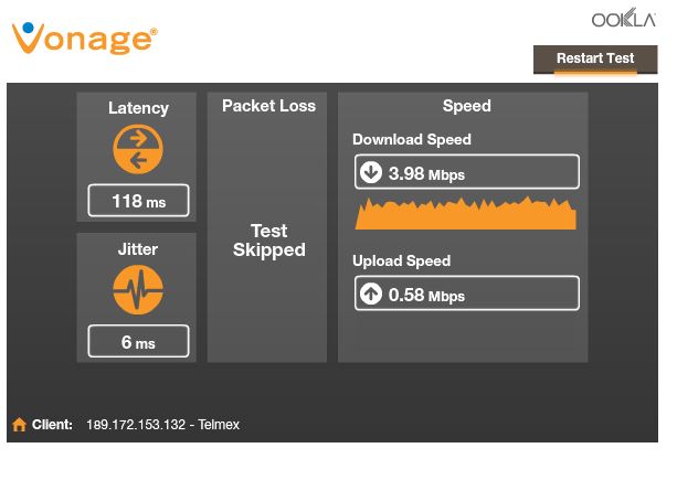 internet issues and speed testing Vonage10