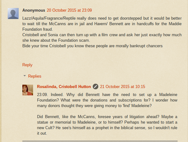 DISSENTION IN THE RANKS ON CANDYFLOSS'S ANTI-FORUM?  BENNETT RATCHETING UP THE ANTE? Screen36