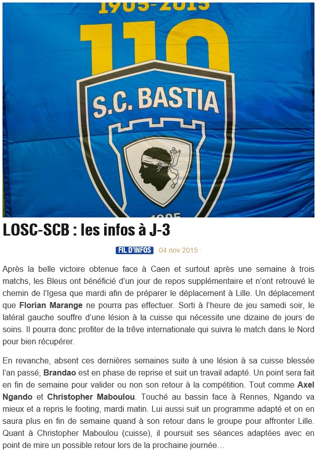 Avant match : Lille - Bastia S103