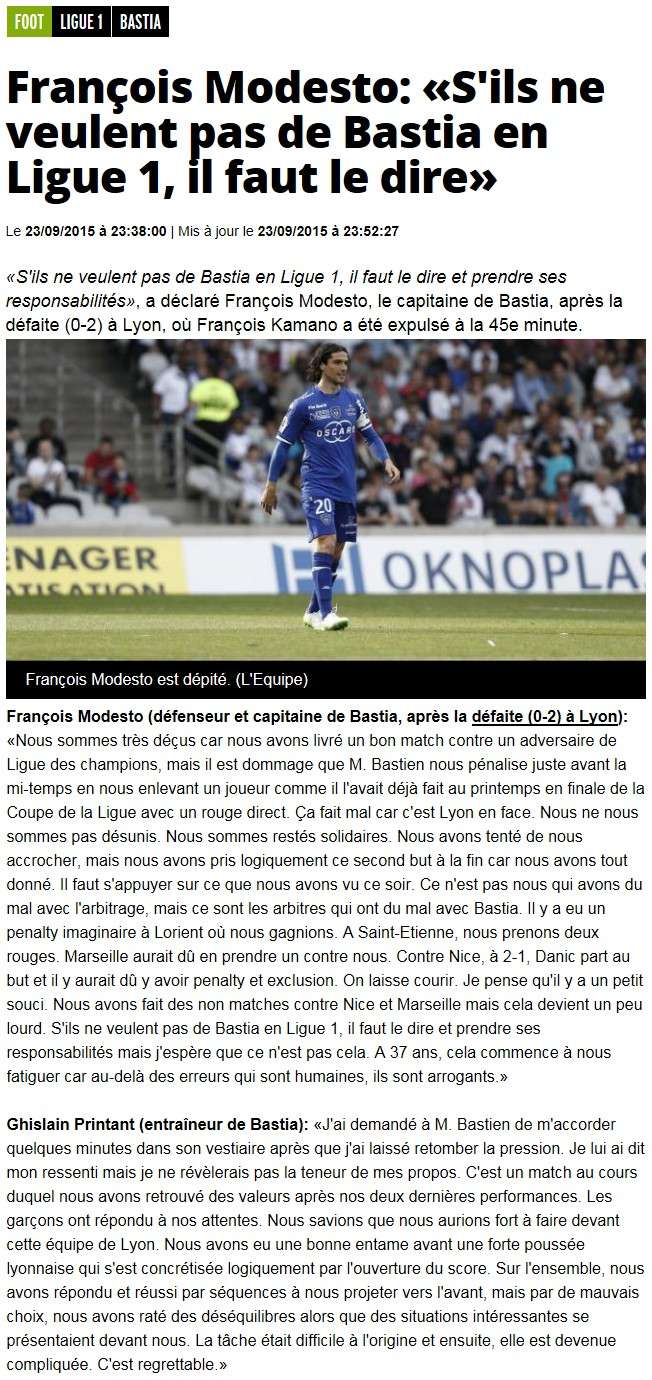 Après match : Lyon - Bastia S45