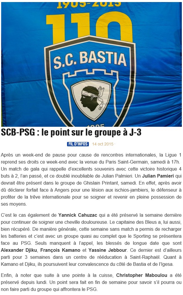Avant match : Bastia - PSG S67