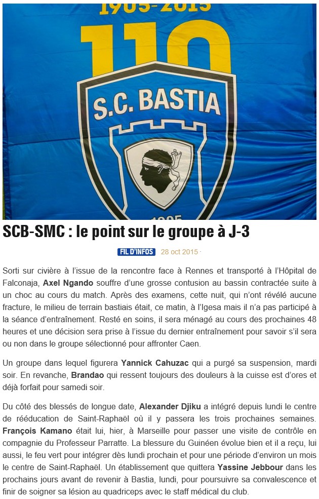 Avant match : Bastia - Caen S94