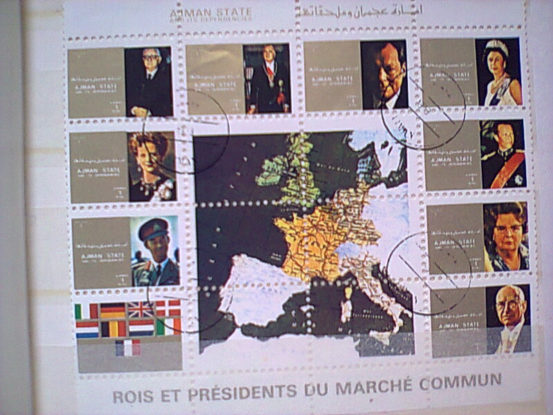 feuillet bloc de timbres rois et presidents Europe AJman Ul quam Timbre19