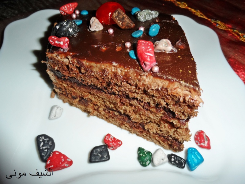 تورتة عيد ميلاد بسيطة وشيك بجناش الشوكولاته للمبتدئات من مطبخ الشيف مونى بالصور 3810
