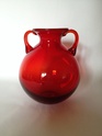 Red blown glass vase with handles. Italian? Img_5616