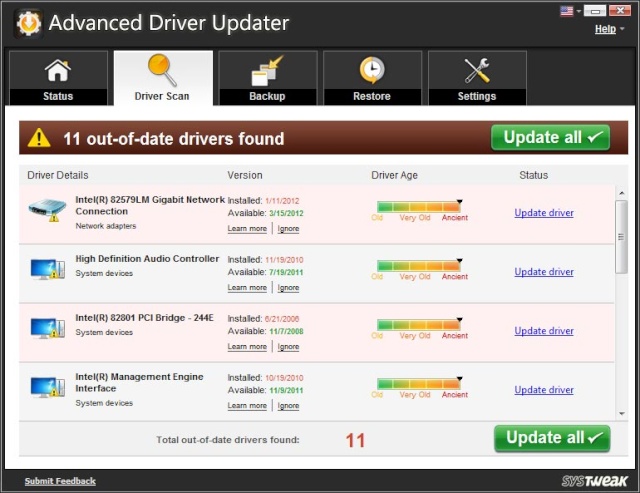 Advanced driver updater 2.7- Phần mềm cập nhật driver Advanc10