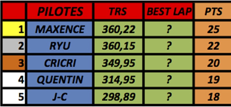 résultats championnat GT40 Mk1 Slot-it (voitures fournies) M410
