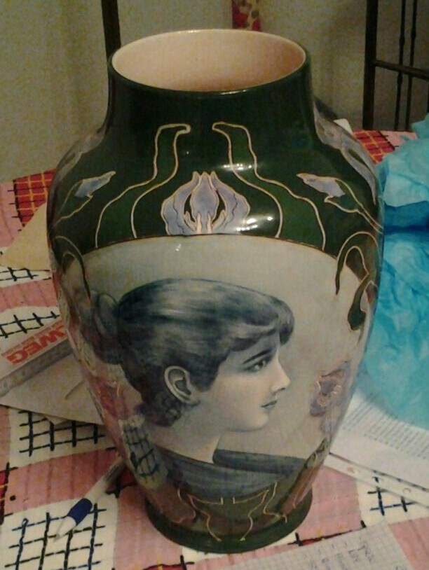 art nouveau portrait vase