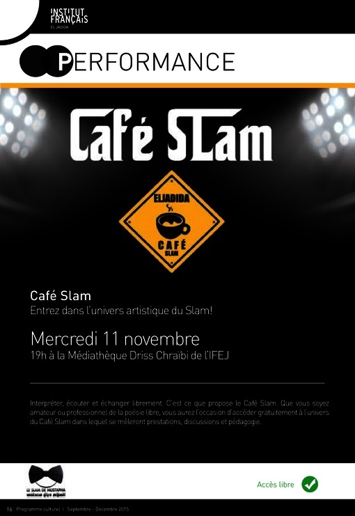 11/11 - Café Slam "Performance" 19 heures, médiathèque IFEJ Progra11