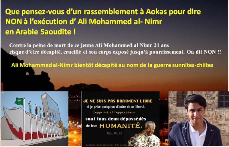 Que pensez-vous d’un rassemblement à Aokas pour dire  NON à l’exécution d’Ali Mohammed al-Nimr  2011