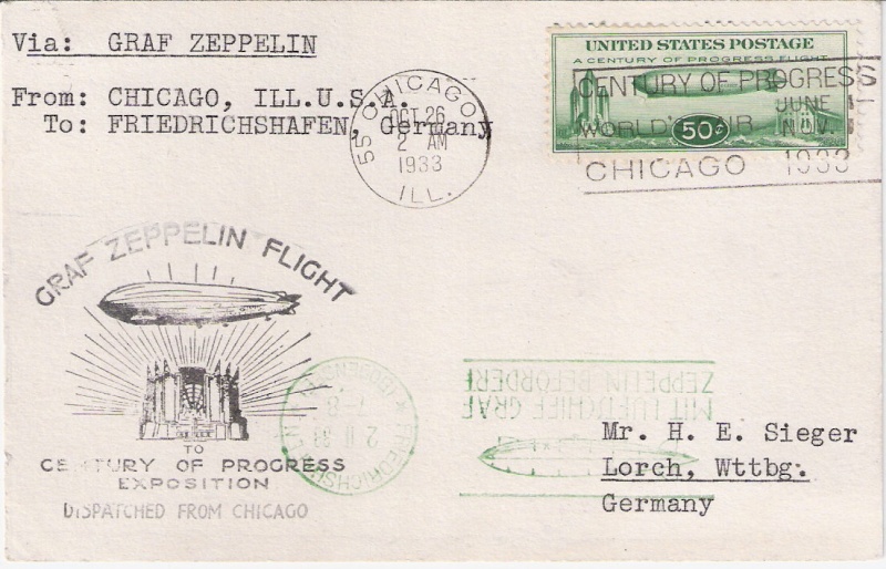 zeppelin - Fahrt zur Weltaustellung: Chicagofahrt Graf Zeppelin 1933 Sieger16