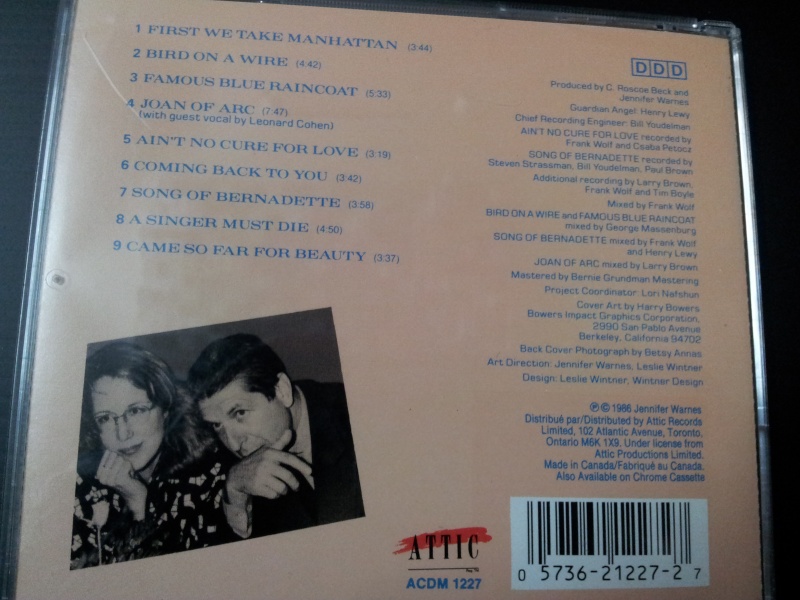 Jennifer Warnes - Famous Blue Raincoat - Attic Records – 1st Canadian Pressing CD - SOLD Fbrc110