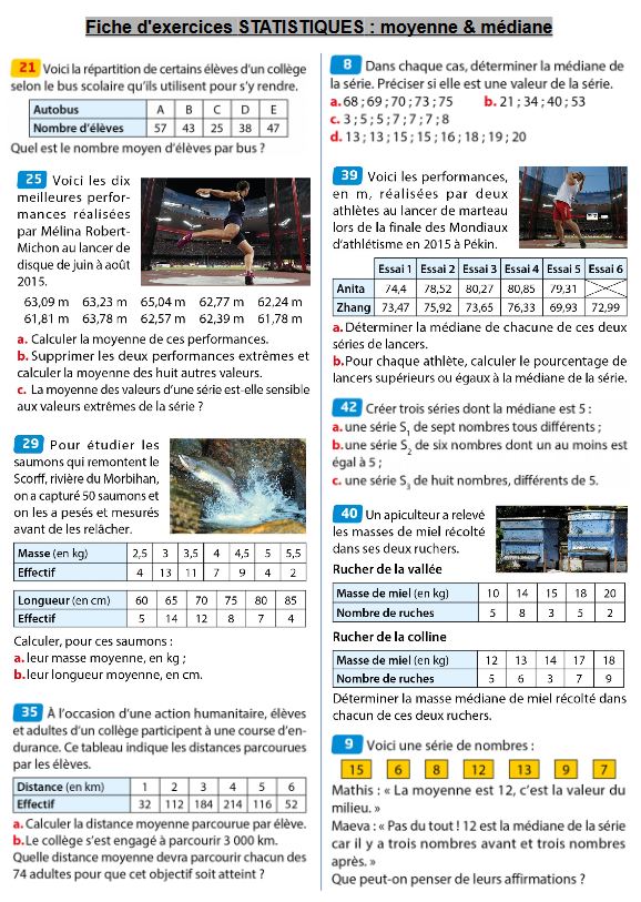 23.03.2020 Exercices Statistiques et statistique, moyenne et médiane 2020_019