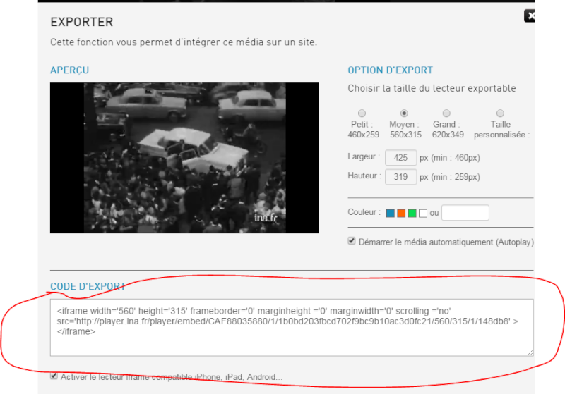 Intégrer une vidéo autre que youtube Videoi12