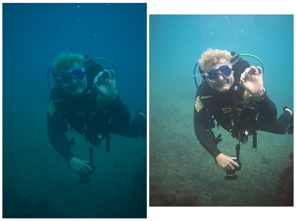 photo sous-marine avant/après. Philip10