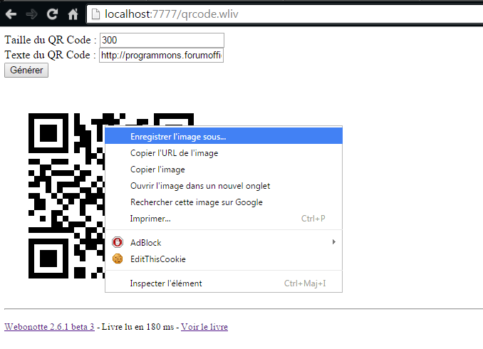 code - Générer un code QR (QRCode) Webono10
