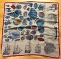 Vintage scarf with shells & ships, signed Image368