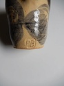 Cream earthenware mug with hand painted leaf decoration impressed PB mark Dscn9112