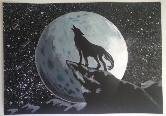 Loup hurlant à la lune Loup10