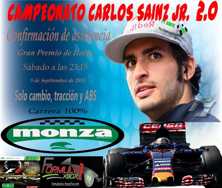  F1 2013 / CONFIRMACIÓN DE ASISTENCIA / G. P. DE ITALIA / CTO. CARLOS SAINZ JR.2.0 / SÁBADO, 05 - 09 - 2015 / 23:15h.  Confir10