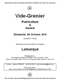 Vide-Grenier (dont Espace spécial Puériculture) le 4 Octobre 2015 à Lamarque 23518e10