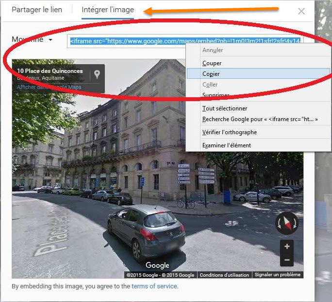 Comment intégrer sur une page une animation STREET VIEW ? 2015-111