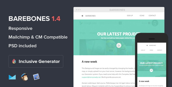 [HTML] Barebones v1.4 - Responsive Email With Template Builder FULL Hjolr910