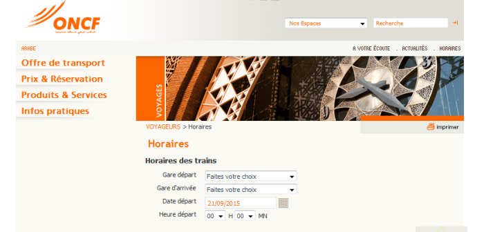 Hotaire des Trains departs de Casablanca Oncf10