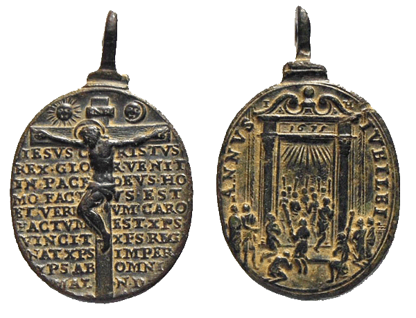 Cristo crucificado y oración / Jubileo 1675 . HAMERANI (I. H.)(RM SXVII-O224) 1675_j10