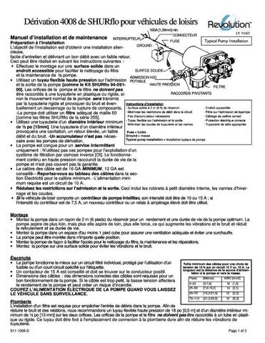 Problème De Fonctionnement Avec La Pompe Shurflo