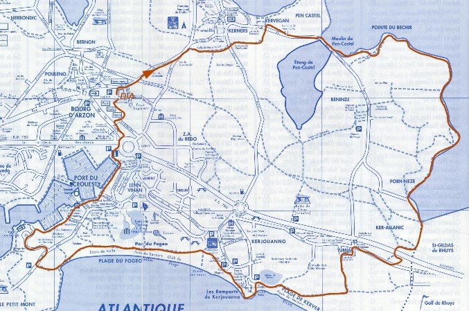 Circuit n° 05 :  12 km; Pen Castel, Pte du Bechir, Porh-Neze, Tumiac, Kerjouano, Le Fogeo, Le port du Crouesty Circui19