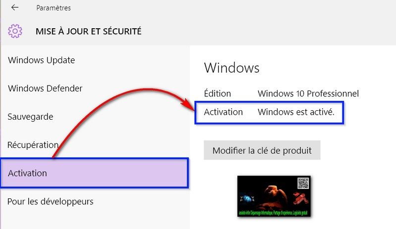 Vérifier que Windows 10 est convenablement activé. 0710