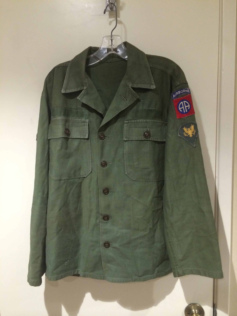 Unknown OD Combat Uniform - Came with Vietnam War 82nd Airborne Patched OG-107's.   1_worn10