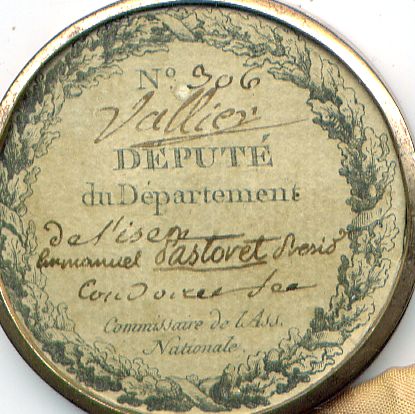 Révolution française écharpe tricolore numérotée assemblée 1791 Vallie10