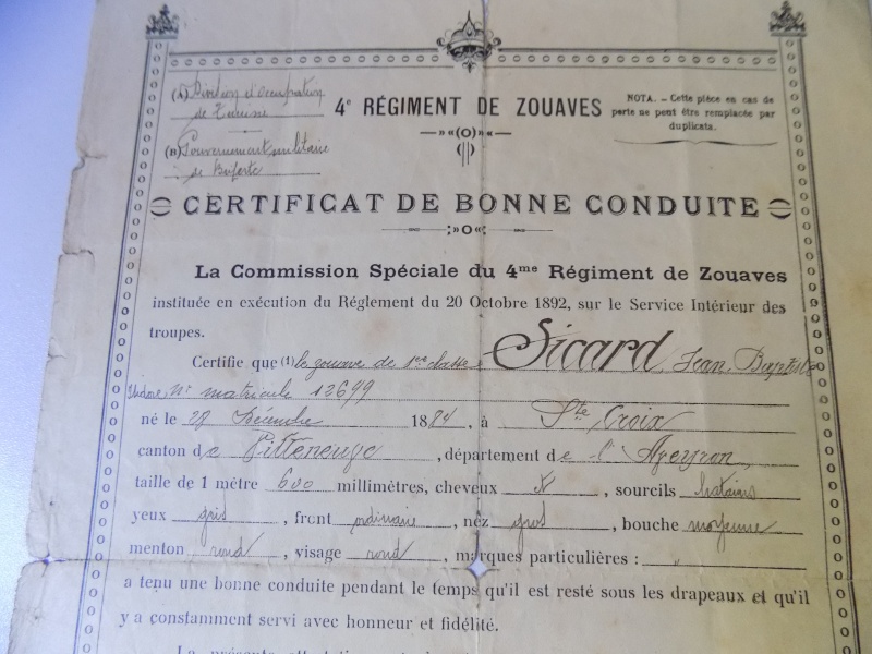 Les certificats de bonne conduite des Zouaves Dscn0316
