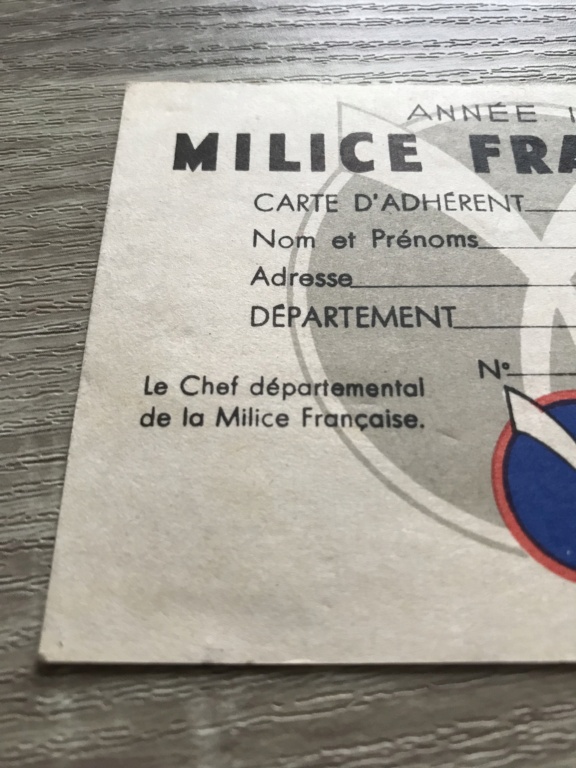Carte de la Milice Française 1943 - VIERGE 032b2510