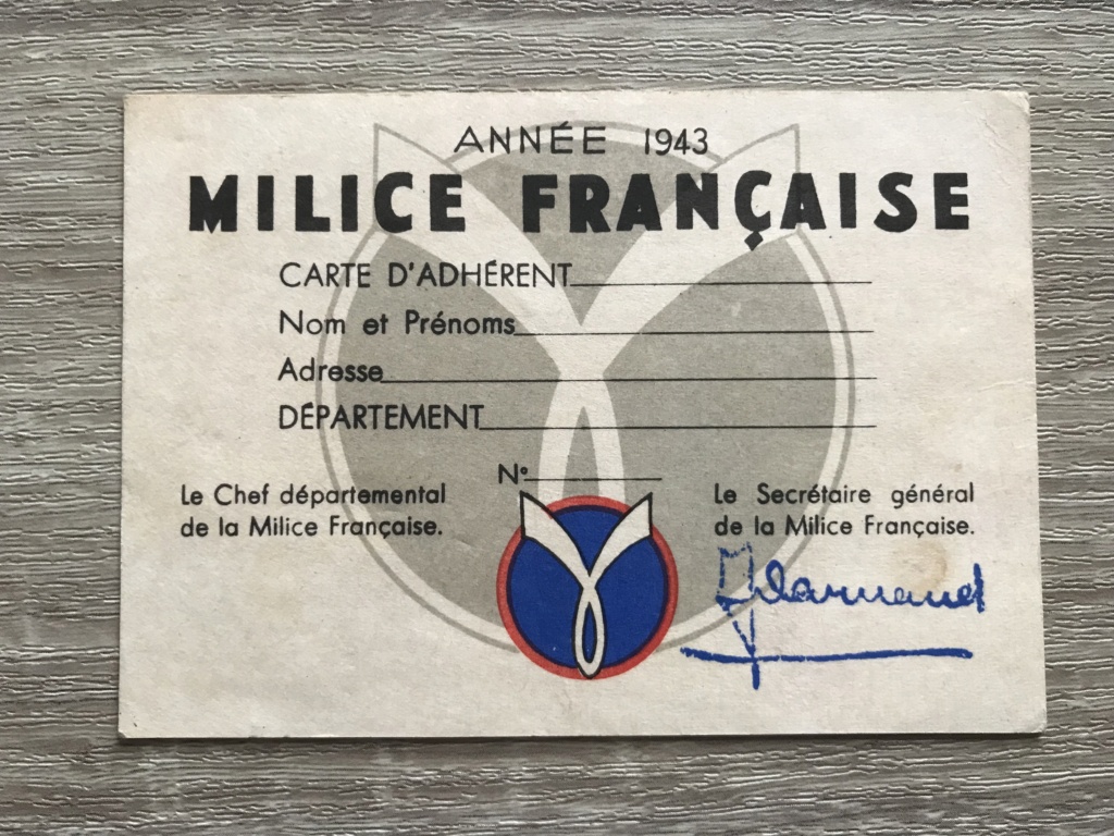 Carte de la Milice Française 1943 - VIERGE D2942610