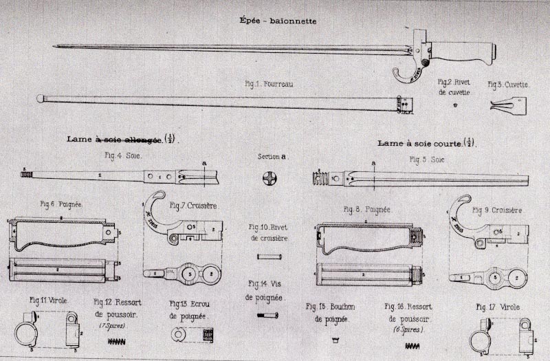 Épée baïonnette modèle 1886 Lebel Plan_r10