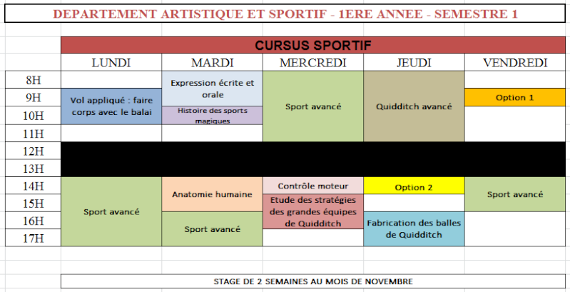 Emplois du temps du Département Artistique & Sportif Sans_t73