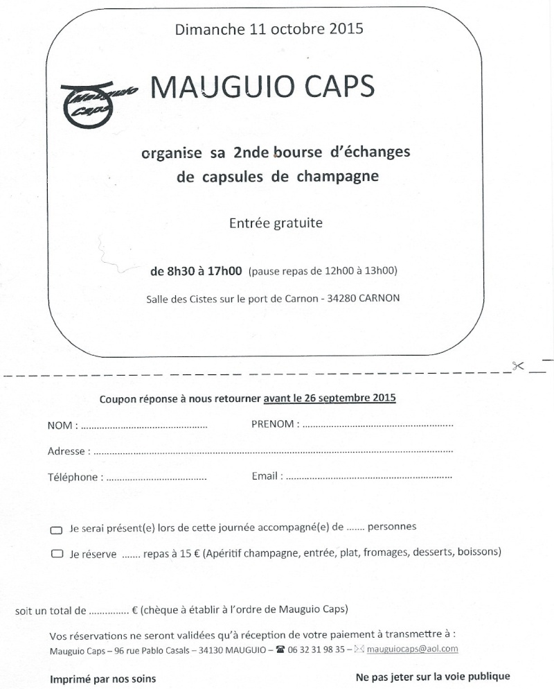 mauguio caps bourse d échanges de capsule dimanche 11 octobre 2015 2015-011