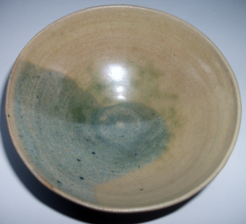 Small green glazed conical bowl Unknown maker Dscf4611