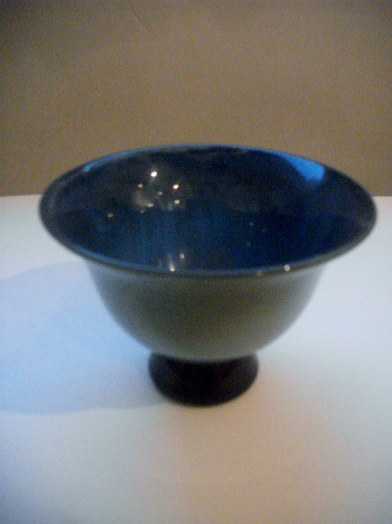 Blue and green glass bowl indistinct signature Dscf4710