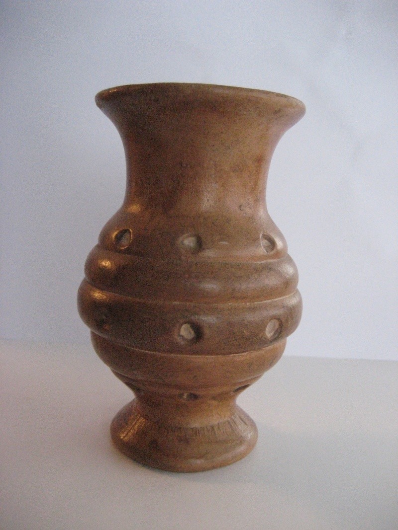 Small Brown Vase Beehive Shape. Marked 57-3 On Base. European? Img_1410