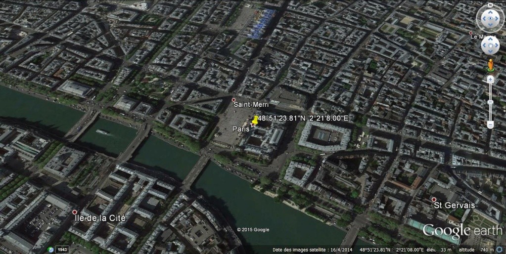 Perpendicularité de l'azimuth dans Google Earth en vue satellite [Pb technique GE, résolu] Paris_10